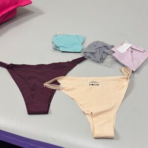 Seamless Kids Bottoms - Beige and Burgundy Thong Set